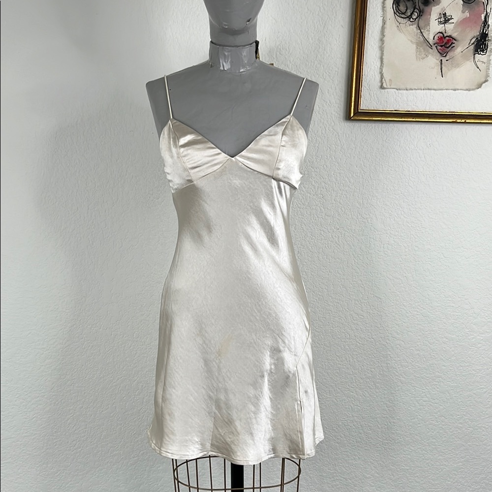 Polly Princess V Neck Strappy Mini Dress Champagne